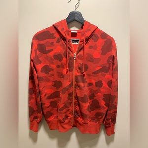 Bape X Champion Red Camo Zip up hoodie